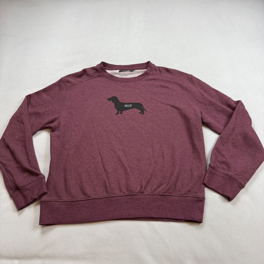 Prana Womens Lg Hot Dog Dachshund Sweatshirt Burgundy Organic Cotton Crewneck